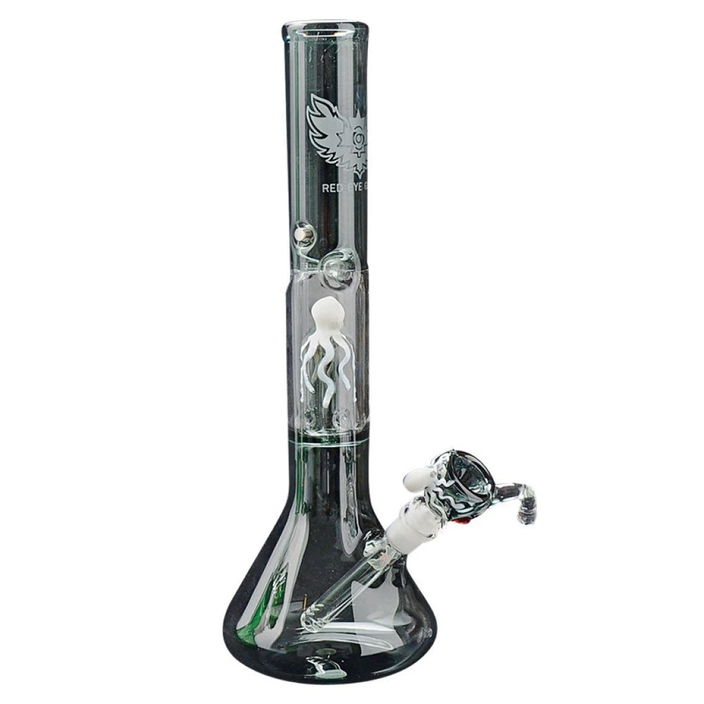 Red Eye Glass Octopus Glass-On-Glass 17" Tall Perc Beaker Bong Water Pipes 9 Red Eye Glass Octopus Glass-On-Glass 17" Tall Perc Beaker Bong Water Pipes