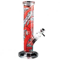 Red Eye Glass Water Pipes Tentacle 12" Tall Straight Bong