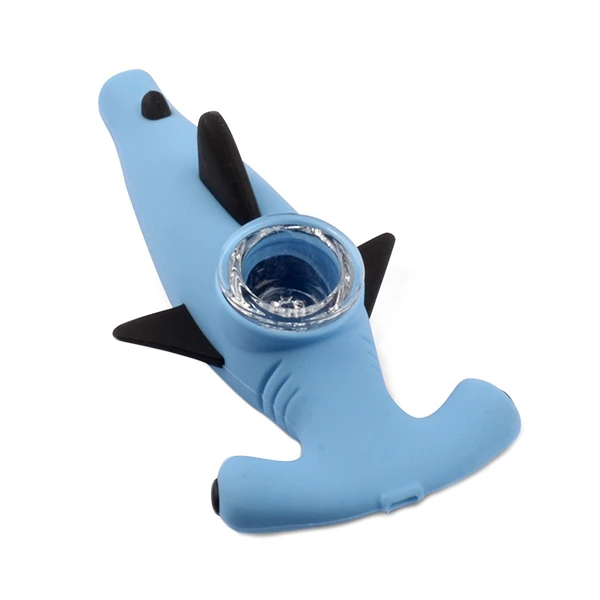 LIT Silicone Hammerhead Shark Pipe With Glass Bowl Pipes
