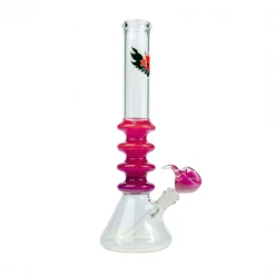 Red Eye Glass Colorful Liquid Tube With Ice Catcher Water Pipes