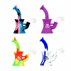 Water Pipes LIT Silicone Bubbler Dab Rig With Quartz Banger