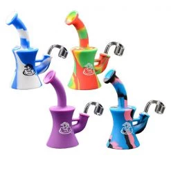 Water Pipes LIT Silicone Bubbler Dab Rig With Quartz Banger