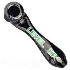 Red Eye Glass Sherlock Pipe With Decal - "LEVEL UP" Pipes