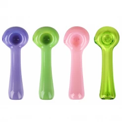 Red Eye Glass Pipes Solid Color 4.5" Spoon Pipe With Built In Ash Catcher