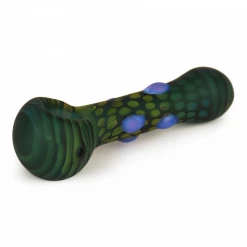 Red Eye Glass Colored Dots & Stripes Pipe With Frosted Glass 7 Red Eye Glass Colored Dots & Stripes Pipe With Frosted Glass