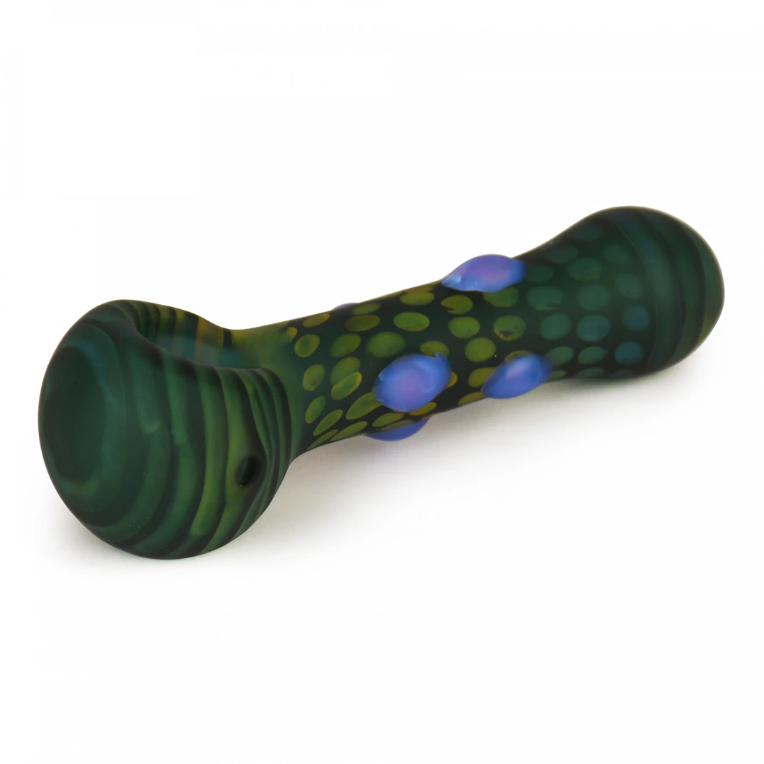 Red Eye Glass Colored Dots & Stripes Pipe With Frosted Glass 4 Red Eye Glass Colored Dots & Stripes Pipe With Frosted Glass
