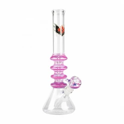 Red Eye Glass Sparkle Liquid Tube With Ice Catcher Water Pipes