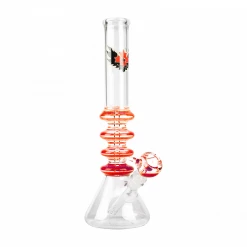Red Eye Glass Sparkle Liquid Tube With Ice Catcher Water Pipes